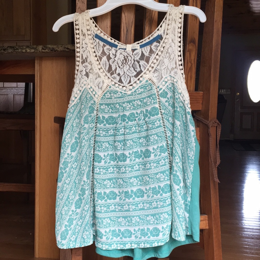 Teal Lace Tank Top